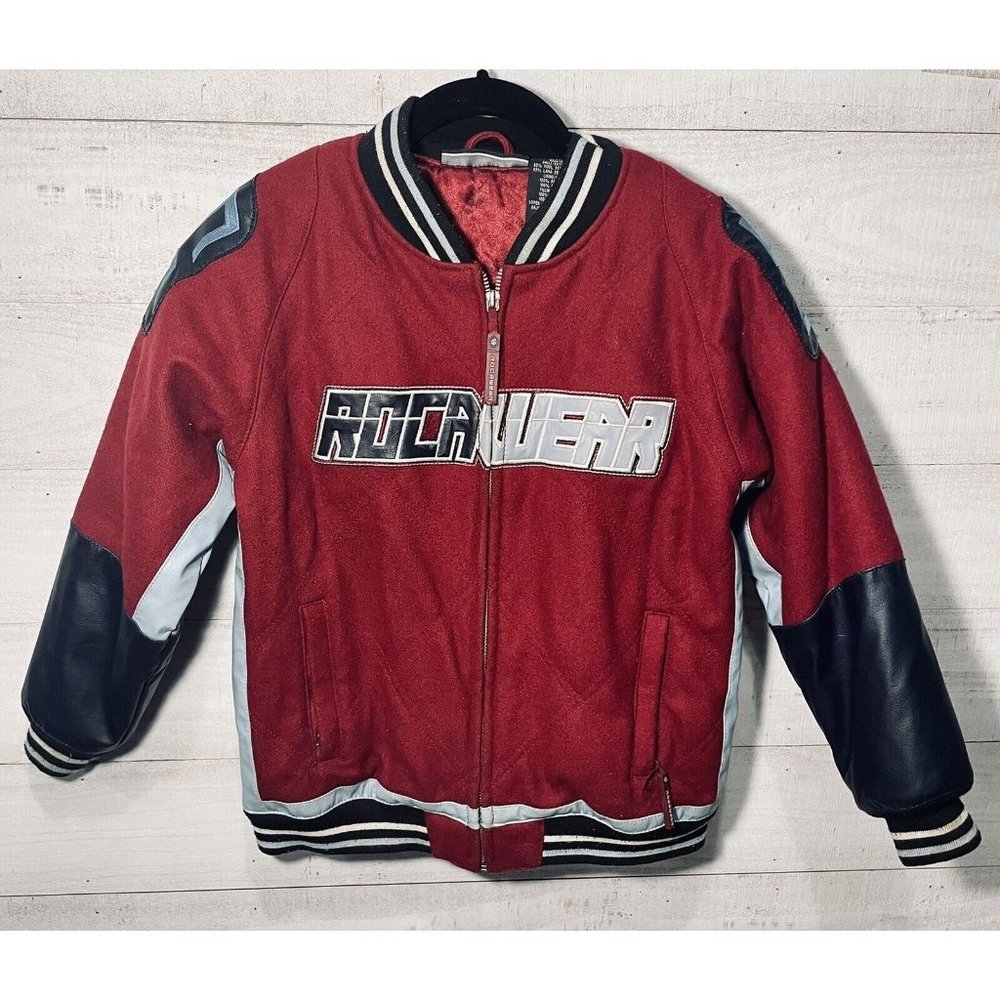 Vintage Rocawear Coat Boy's XL Blanket Lined Embroidered Letterman’s Jacket 1999